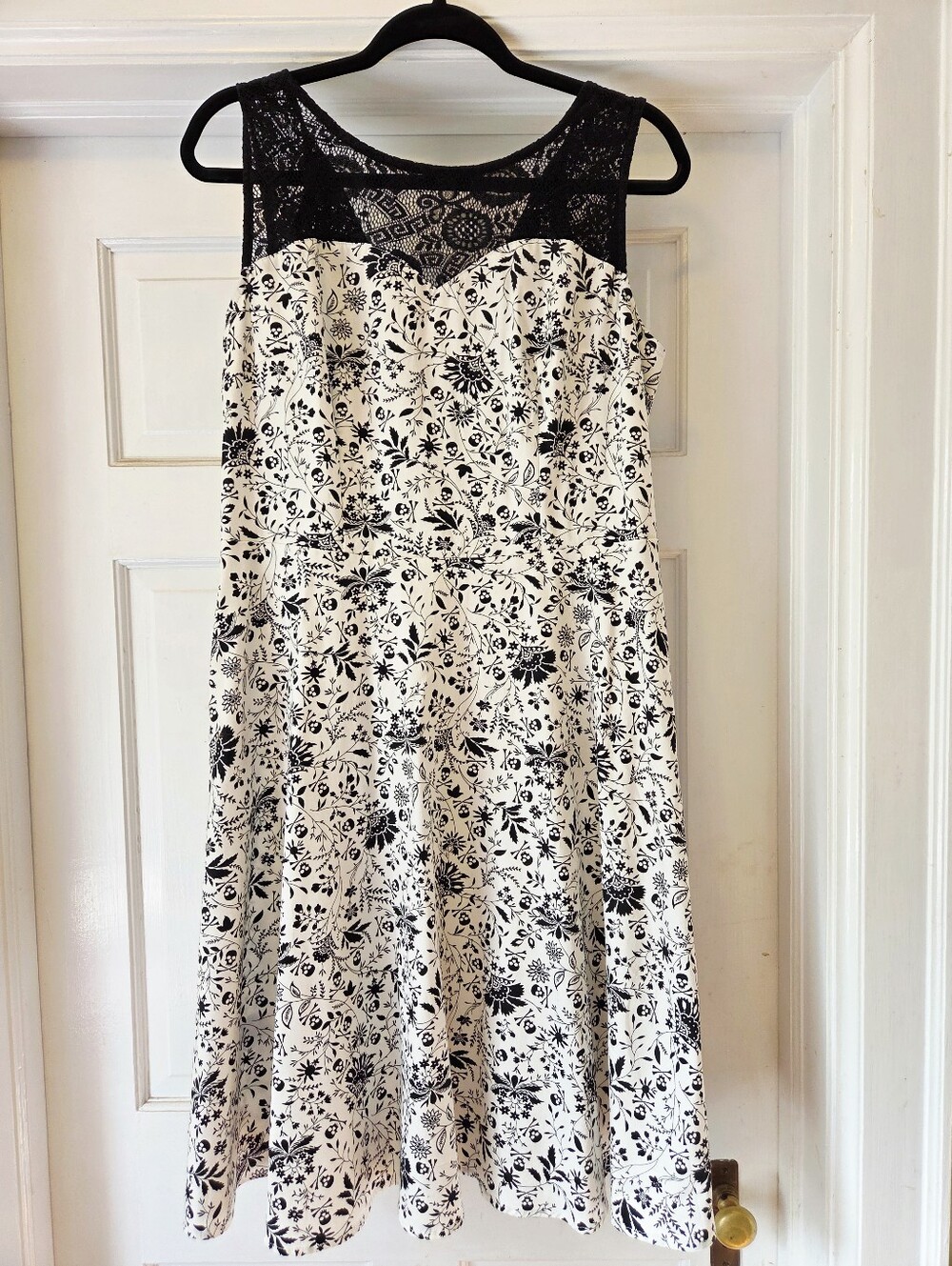 Floral skull & crossbones fit and flare skater dress